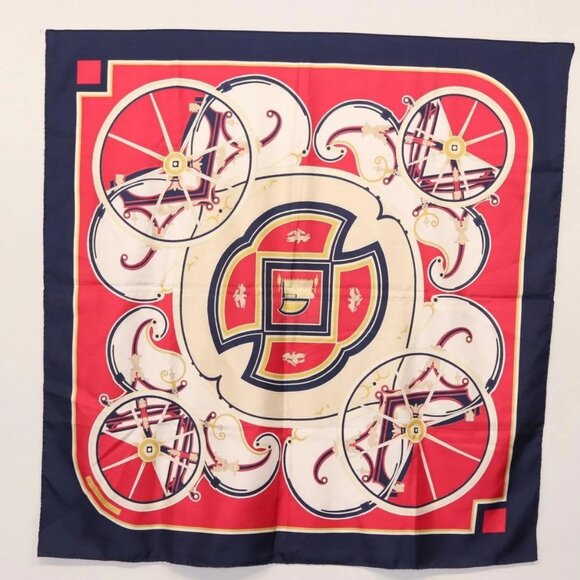 HERMES Carre 90 Scarf ""WASHINGTON'S CARRIAGE"" Silk Navy Auth BA6382 - Picture 16 of 16